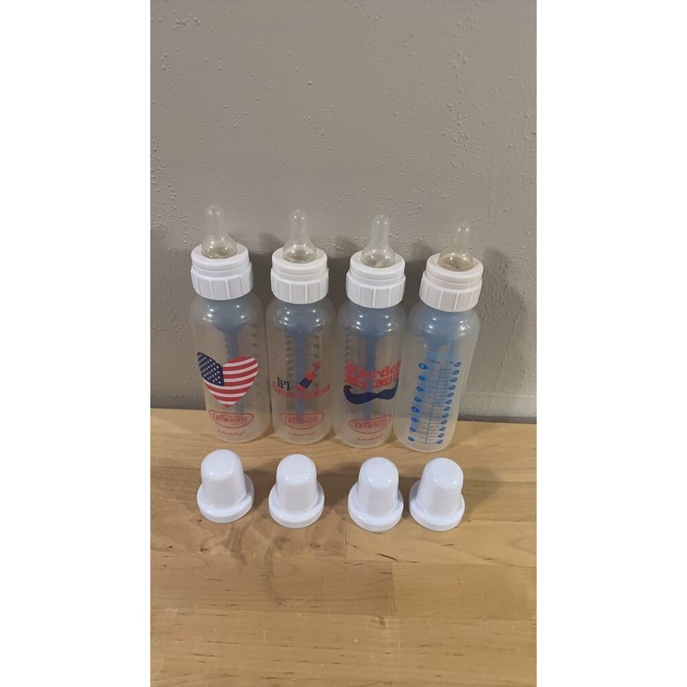 Dr. Brown's Baby Bottles with Patriotic Designs With Size 1 Nipples